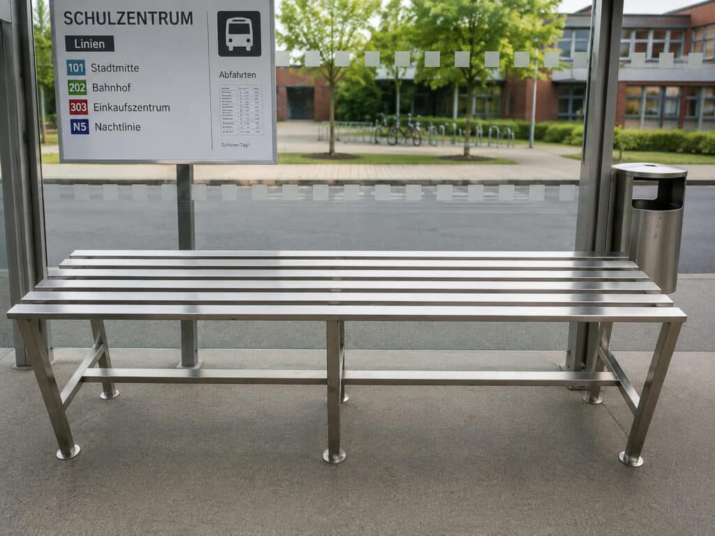Sitzbank an Haltestelle